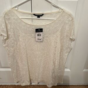 BNWT Ralph Lauren cream top with lace overlay and built in tank